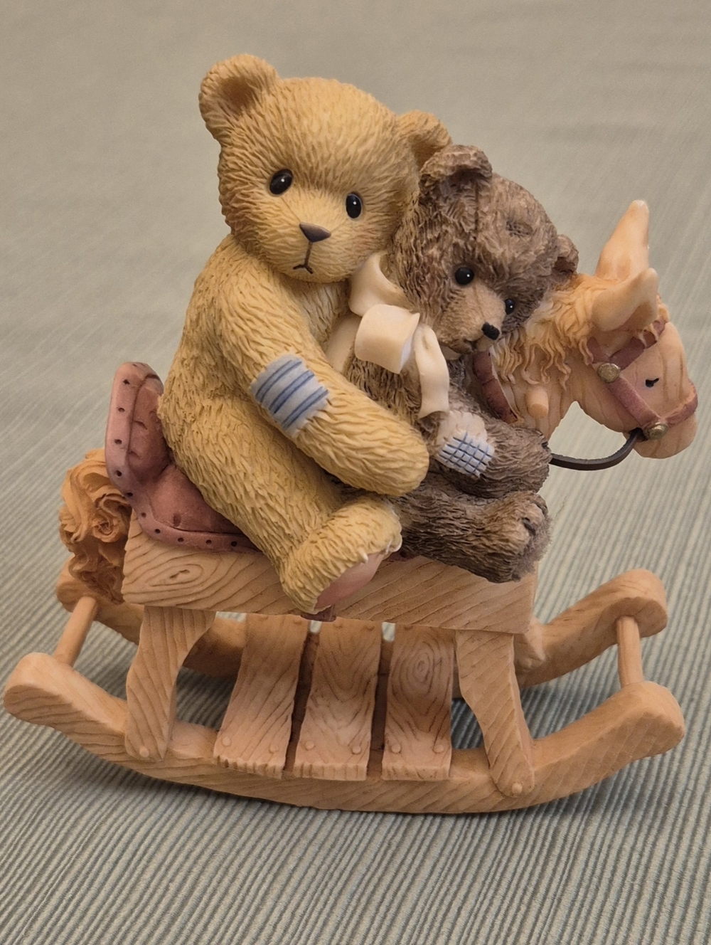 Cherished Teddies Homer & Friend Bear Rocking Horse W Certification 1999 Vintage